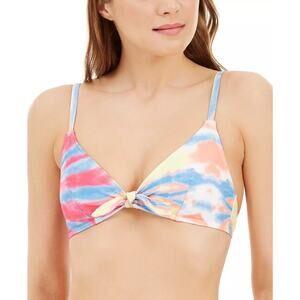 Tommy Hilfiger Bikini Top Womens Small Hot Pink Blue Yellow Tie Dye NEW